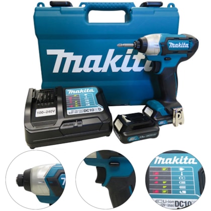 PARAFUSADEIRA DE IMPACTO A BATERIA 12V BIVOLT TD110DWYE - MAKITA PARAFUSADEIRA DE IMPACTO A BATERIA 12V BIVOLT TD110DWYE - MAKITA