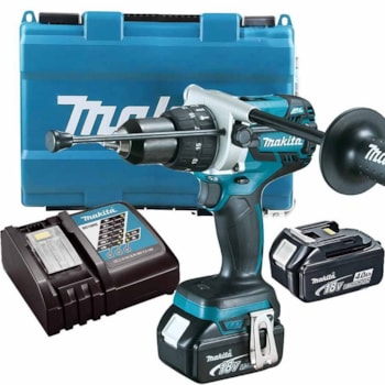 PARAFUSADEIRA E FURADEIRA DE IMPACTO A BATERIA DE 18V - MAKITA - DHP481RME Voltagem:BIVOLT