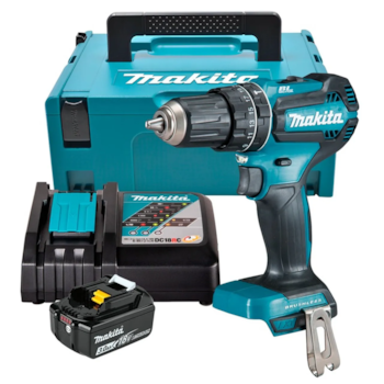 PARAFUSADEIRA / FURADEIRA DE IMPACTO 1/2" 60NM 18V BRUSHLESS COM 1 BATERIA 3AH + CARREGADOR BIVOLT E MALETA - MAKITA