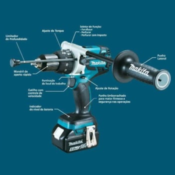 PARAFUSADEIRA/FURADEIRA DE IMPACTO A BATERIA - DHP481RFE MAKITA PARAFUSADEIRA/FURADEIRA DE IMPACTO A BATERIA - DHP481RFE MAKITA