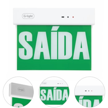 PLACA DE SINALIZAÇÃO SAÍDA DE EMERGÊNCIA LED VERDE FACE ÚNICA 1W 6500K AUTOVOLT - 200.22.0031-0 G-LIGHT PLACA DE SINALIZAÇÃO SAÍDA DE EMERGÊNCIA LED VERDE FACE ÚNICA 1W 6500K AUTOVOLT - 200.22.0031-0 G-LIGHT