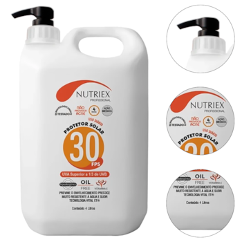 PROTETOR SOLAR FPS 30 4L CORPORAL PROFISSIONAL - 0061010 NUTRIEX PROTETOR SOLAR FPS 30 4L CORPORAL PROFISSIONAL - 0061010 NUTRIEX