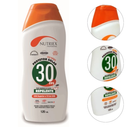PROTETOR SOLAR REPELENTE FPS 30 PROFISSIONAL 120ML - 999436 NUTRIEX PROTETOR SOLAR REPELENTE FPS 30 PROFISSIONAL 120ML - 999436 NUTRIEX
