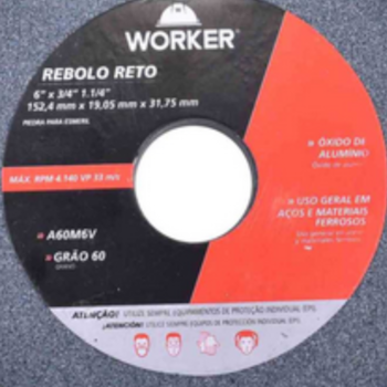 REBOLO USO GERAL 6" X 3/4"X1.1/4" GROSSO - 202665 WORKER REBOLO USO GERAL 6" X 3/4"X1.1/4" GROSSO - 202665 WORKER