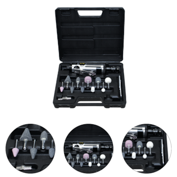 RETIFICA PNEUMATICA 1/4" 24000RPM COM 10 PONTA MONTADAS + ACESSORIOS E MALETA  - 101014 ROTTA