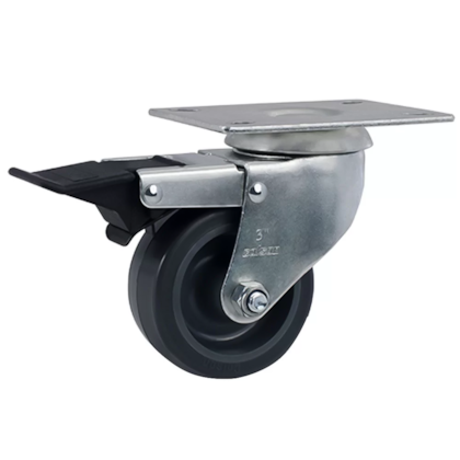 RODIZIO GIRATORIO 3" X 1.1/4" BORRACHA TERMOPLASTICA CINZA C/ FREIO GLPF312BPFP (2502) 60KG - COLSON RODIZIO GIRATORIO 3" X 1.1/4" BORRACHA TERMOPLASTICA CINZA C/ FREIO GLPF312BPFP (2502) 60KG - COLSON