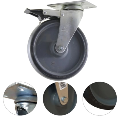 RODÍZIO GIRATÓRIO 6" COM PLACA E FREIO GLPF 612 BP - 33100320330400002525 COLSON RODÍZIO GIRATÓRIO 6" COM PLACA E FREIO GLPF 612 BP - 33100320330400002525 COLSON