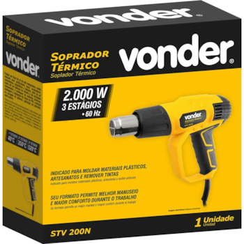 SOPRADOR TÉRMICO STV 200N 2000W 50º A 550ºC 220V COM 4 BOCAIS - 6001020230 VONDER SOPRADOR TÉRMICO STV 200N 2000W 50º A 550ºC 220V COM 4 BOCAIS - 6001020230 VONDER