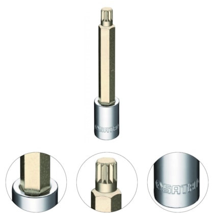 SOQUETE BIT MULTIDENTADO LONGO 1/2" X 100MM X M10 - ST25804SC SATA