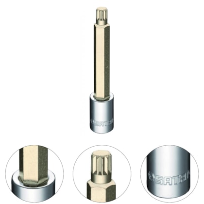 SOQUETE BIT MULTIDENTADO LONGO 1/2" X 100MM X M10 - ST25804SC SATA SOQUETE BIT MULTIDENTADO LONGO 1/2" X 100MM X M10 - ST25804SC SATA
