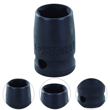 SOQUETE DE IMPACTO CURTO ENCAIXE DE 1/2" SEXTAVADO 24MM - SATA