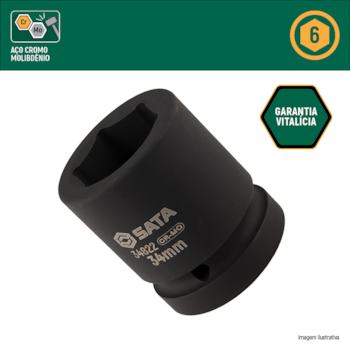 SOQUETE DE IMPACTO CURTO ENCAIXE DE 3/4" SEXTAVADO 19MM - SATA SOQUETE DE IMPACTO CURTO ENCAIXE DE 3/4" SEXTAVADO 19MM - SATA