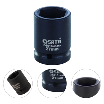 SOQUETE DE IMPACTO CURTO ENCAIXE DE 3/4" SEXTAVADO 24MM - SATA