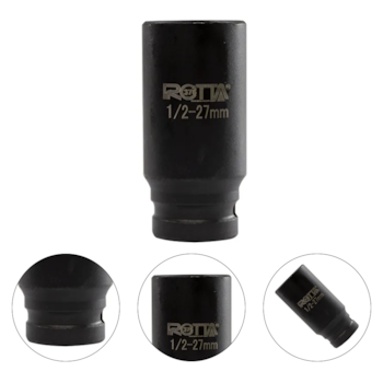 SOQUETE DE IMPACTO LONGO ENCAIXE DE 1/2" SEXTAVADO 27MM - ROTTA