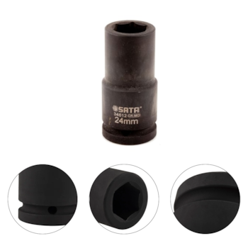 SOQUETE DE IMPACTO LONGO ENCAIXE DE 3/4" SEXTAVADO 24MM - SATA