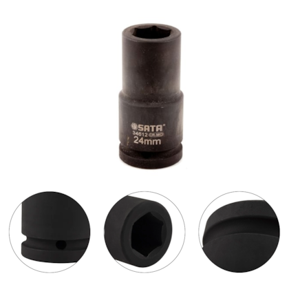 SOQUETE DE IMPACTO LONGO ENCAIXE DE 3/4" SEXTAVADO 24MM - SATA