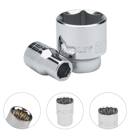 SOQUETE ESTRIADO 1/2" 18MM - 100204 STANLEY SOQUETE ESTRIADO 1/2" 18MM - 100204 STANLEY