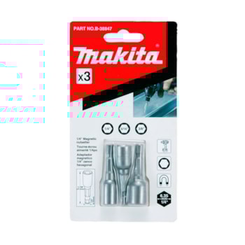 SOQUETE MAGNETICO 3 PCS 1/4POL 5/16 POL 3 - B-38847 MAKITA SOQUETE MAGNETICO 3 PCS 1/4POL 5/16 POL 3 - B-38847 MAKITA