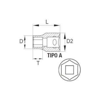 SOQUETE SEXTAVADO 1/2" X 12MM - 205003BX BELZER