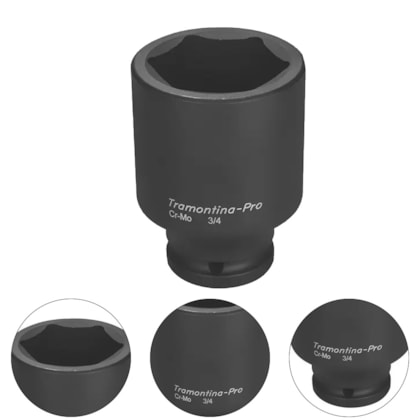 SOQUETE SEXTAVADO IMPACTO LONGO 55 MM ENCAIXE 3/4" - 44893155 TRAMONTINA SOQUETE SEXTAVADO IMPACTO LONGO 55 MM ENCAIXE 3/4" - 44893155 TRAMONTINA