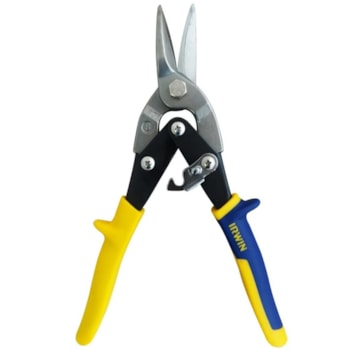 TESOURA DE CHAPA 10” TIPO AVIAÇÃO CORTE RETO E CURVAS AMPLAS - 2073113 IRWIN TESOURA DE CHAPA 10” TIPO AVIAÇÃO CORTE RETO E CURVAS AMPLAS - 2073113 IRWIN