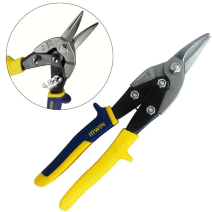 TESOURA DE CHAPA 10” TIPO AVIAÇÃO CORTE RETO E CURVAS AMPLAS - 2073113 IRWIN TESOURA DE CHAPA 10” TIPO AVIAÇÃO CORTE RETO E CURVAS AMPLAS - 2073113 IRWIN