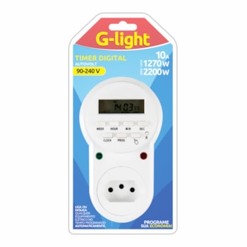 TIMER DIGITAL BRANCO 10A AUTOVOLT - 153.02.0001-0 G-LIGHT