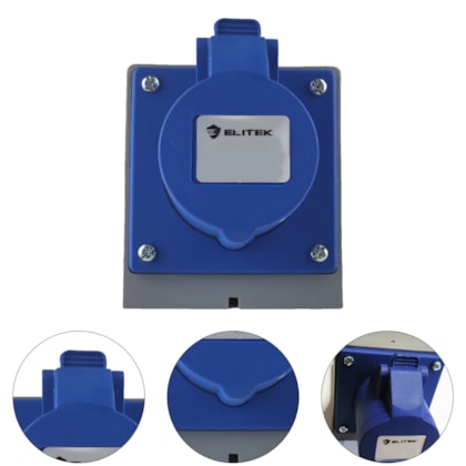 TOMADA INDUSTRIAL DE SOBREPOR 32A 3P (2P+T) 6H AZUL IP44 ETSI322P220 - 1996 ELITEK TOMADA INDUSTRIAL DE SOBREPOR 32A 3P (2P+T) 6H AZUL IP44 ETSI322P220 - 1996 ELITEK