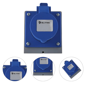 TOMADA INDUSTRIAL DE SOBREPOR 32A 5P (3P+N+T) 9H 220V AZUL IP44 ETSI323PN220 - ELITEK