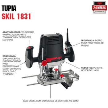 TUPIA DE COLUNA  ELÉTRICA  1100W + 13 ACESSÓRIOS - 1831 SKIL TUPIA DE COLUNA  ELÉTRICA  1100W + 13 ACESSÓRIOS - 1831 SKIL