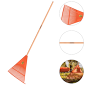 VASSOURA PLÁSTICA LARANJA PARA JARDIM 22 DENTES E CABO DE MADEIRA 120CM - 77850721 TRAMONTINA